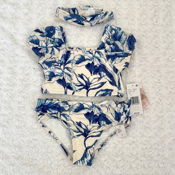 Jessica Simpson 3-Piece Bathing Suit Set (Bikini + Matching Headband) GirlSize 5 - Picture 1 of 12